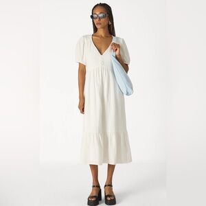 Gap Gauze - Maxi dress  puff sleeve off white size S Tall